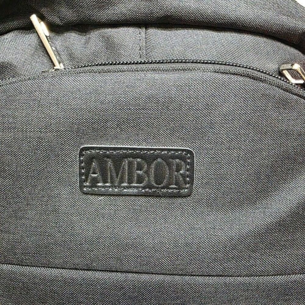 Ambor Backpack Anti Theft Lock Headphone/Battery Jack Black Zipper Pockets Cords - Picture 2 of 10